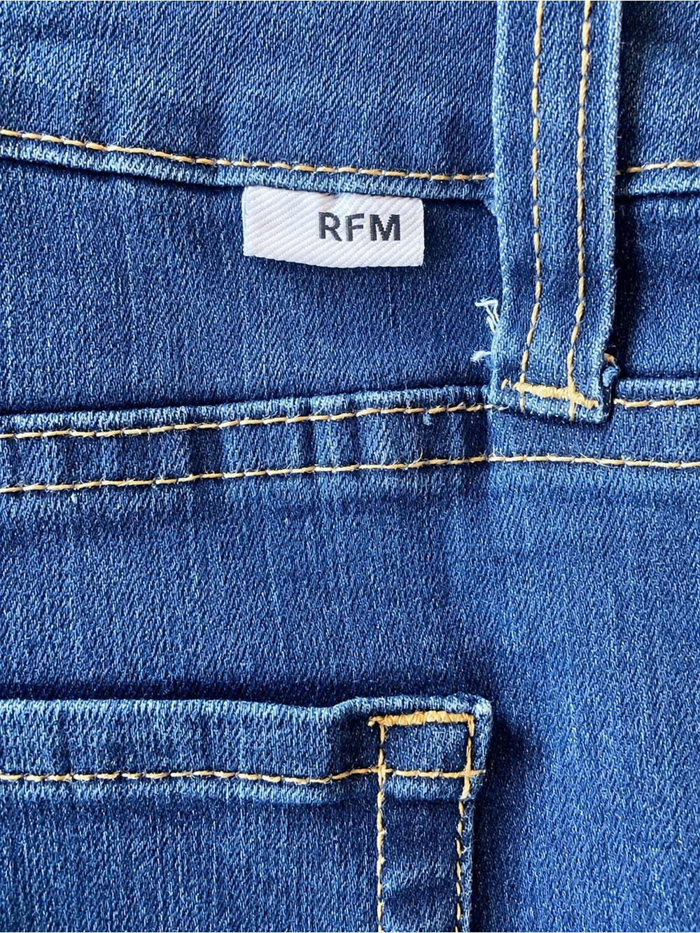 RFM Los Angeles High Rise Denim Dark Wash Raw Hem Straight Jeans Inseam 25”
